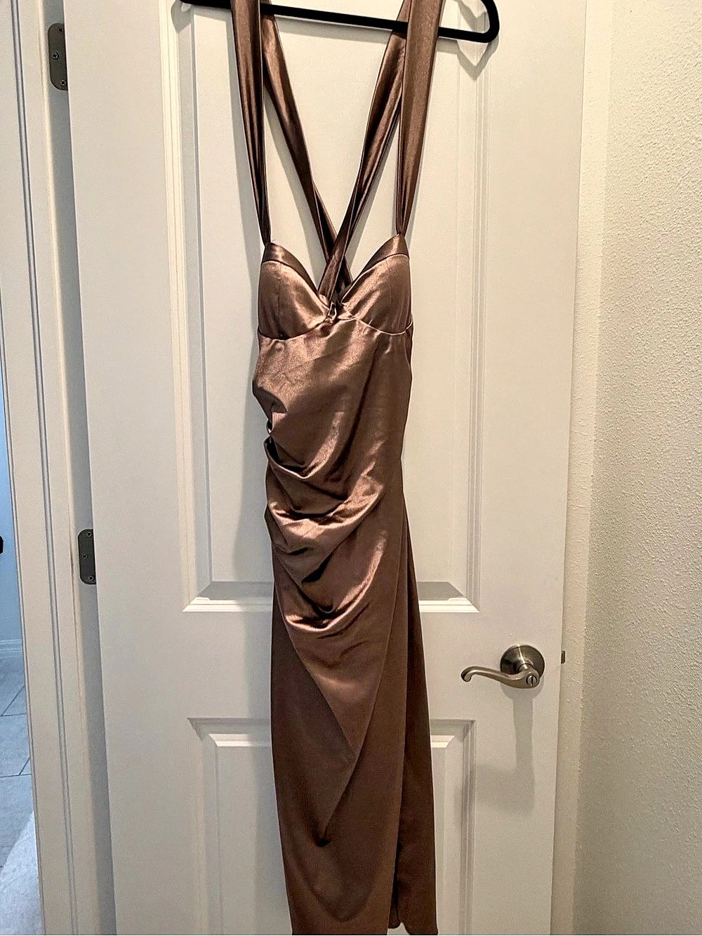 Windsor Ruched Maxi Dress in Brown Size Medium NWT